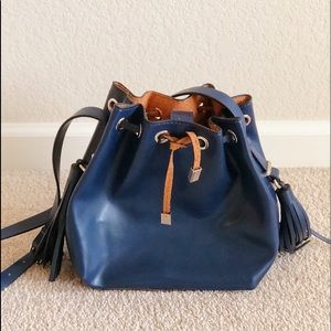Navy Blue Zara Sachel Purse With Tassels